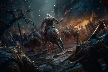 Foto op Canvas Epic battle of fantasy warriors in digital art. Generative AI © Ibrahim