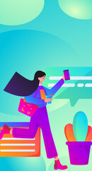 People exercising healthy running vector internet operation illustration
