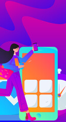 People exercising healthy running vector internet operation illustration
