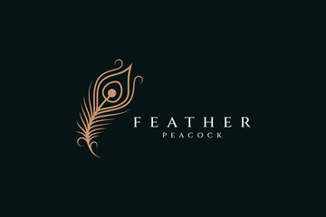 Feather Peacock Luxury Style Logo Icon Design Template Flat Vector