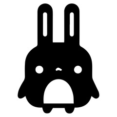 minimal Funny Animal Character vector silhouette, silhouette, black color, white background