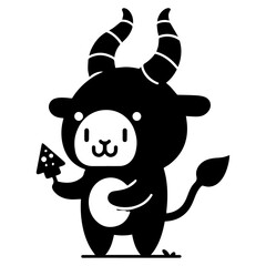 minimal Funny cartoon Character vector silhouette, silhouette, black color, white background 