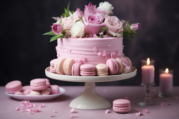 An elegant pink-themed cake setup, perfect for weddings, birthdays, and Valentine's celebrations.