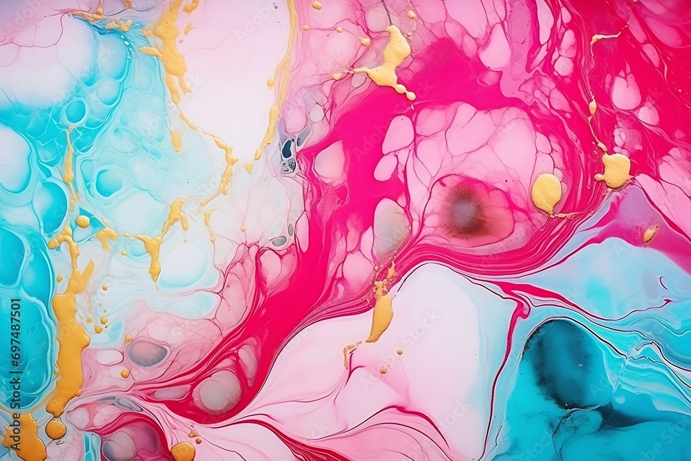 Poster Generative AI : Marble ink abstract art from exquisite original painting for abstract background