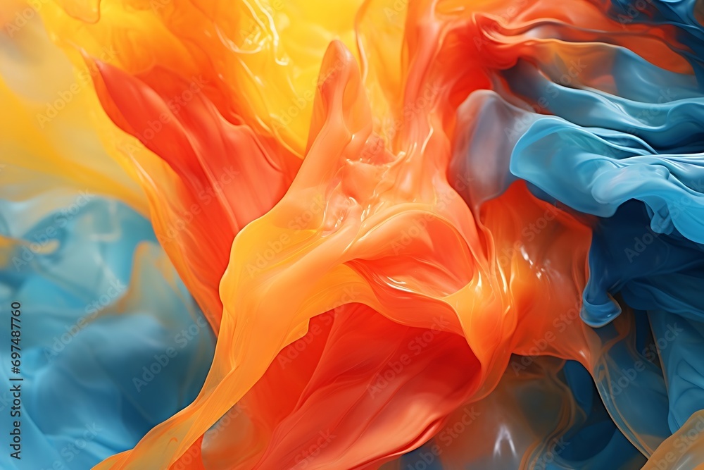 Poster generative ai : macro close up of different color oil paint. colorful acrylic. modern art concept