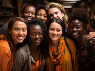 Fototapeta premium group of Friends of different skin colors