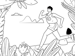 People exercising healthy running vector internet operation illustration
