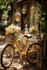Fototapeta na wymiar bicycle with flowers