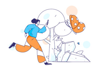 People exercising healthy running vector internet operation illustration
