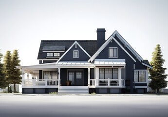 An illustration of a white and gray minimalist house design. generative AI