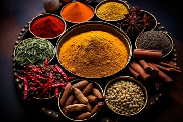 Assorted spices from around the globe. Generative AI
