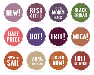Set of sale tags, sale badges, sale labels, shopping or discount badges and more.