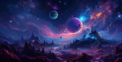 Store enrouleur tamisant sans perçage Univers a cosmic scene with planets in the background animated, background with space, alien planet in space