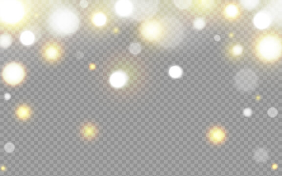 Abstract transparent light backgrounds with bokeh effects in gold colors. Transparency only in vector format