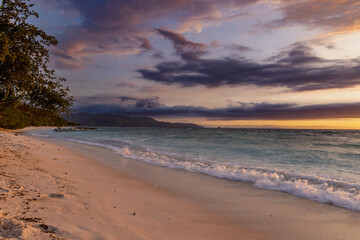 Sunset on the beach with clouds, Gili Meno, Indonesia