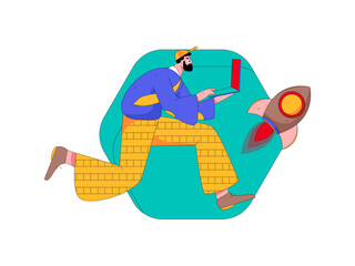 People exercising healthy running vector internet operation illustration
