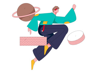 People exercising healthy running vector internet operation illustration
