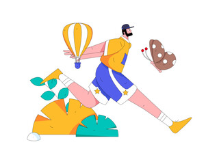 People exercising healthy running vector internet operation illustration
