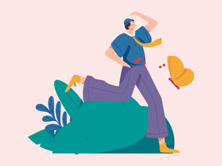 People exercising healthy running vector internet operation illustration
