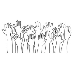 Hands Raised line art vector icon.