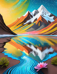 A colorful mountain landscape