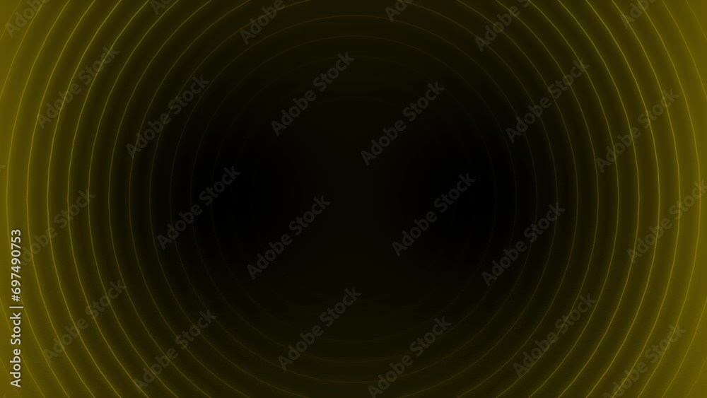 Poster background line circle neon glow wave animation black yellow for loop playback 4k 60fps video