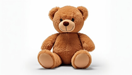 A brown teddy bear toy isolated on a white background, symbolizing comfort and childhood, ideal for birthdays or Christmas.