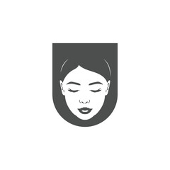 Closing Eyes Beauty Pretty Girl Woman Lady Face for Skin Care Salon Spa Illustration