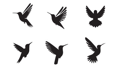 House sparrow or bird silhouettes set vector illustration (black And white)