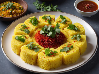 dhokla with sauce