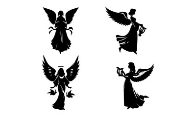 ANGEL silhouettes set in different poses and actions