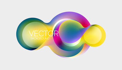 Beautiful flowing round shapes and circles abstract background. Liquid color bubble composition
