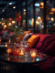 interior of a restaurant in the night