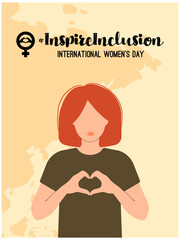 International Women s Day concept holiday. 8 march. Campaign 2024 inspireinclusion. Template for banner, card, poster, background. Flat vector illustration