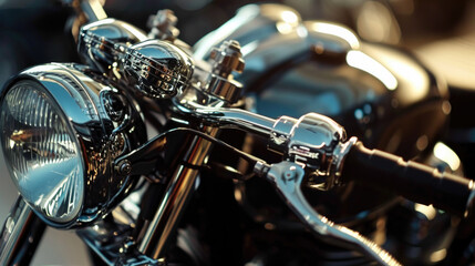 Fototapeta na wymiar Closeup image of motorcycle handle bars.