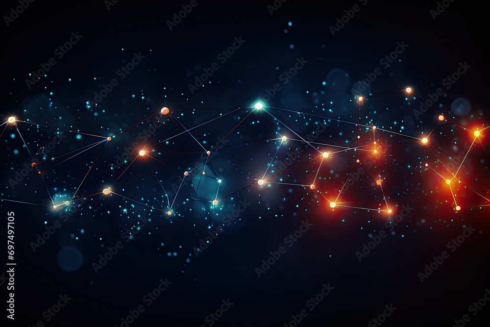 Poster abstract polygonal space low poly dark background with connecting dots and lines. connection structu