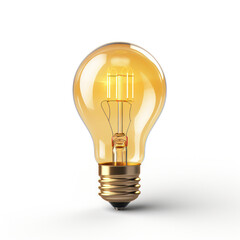 Radiant Glow, Yellow Light Bulb Isolated on Crisp White Background - Illuminating Simplicity.