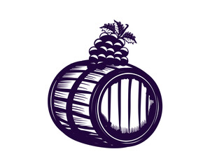 grapes and wine beer barrel logo