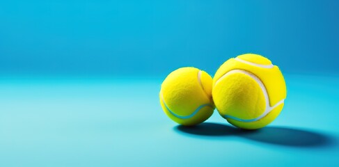 Tennis balls photographed against a blue background. generative AI