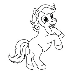 Funny horse cartoon for coloring book.