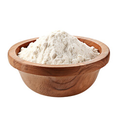 wooden bowl of white flour 