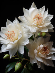 white lotus flower on black