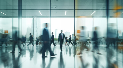 people walking in office architecture