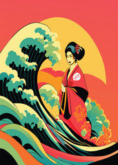 geisha girl on the beach