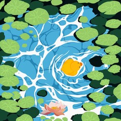 water lilies in the pond