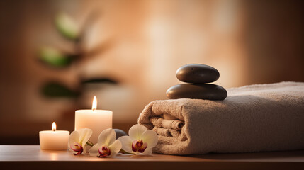 spa stones and candle
