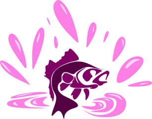 Abstract cartoon illustration. illustration of a fish and water splash