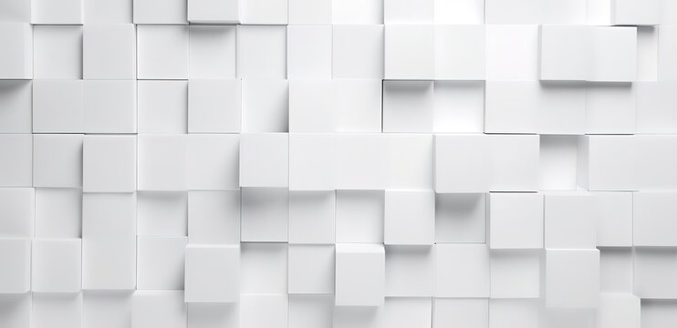 Fototapeta White background with raised squares in 3D style. generative AI