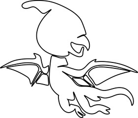 Abstract cartoon illustration. Sketch of a Flying dinosurs