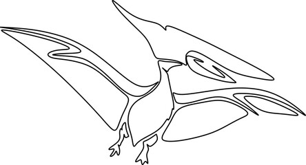 Abstract cartoon illustration. Sketch of a Flying dinosurs
